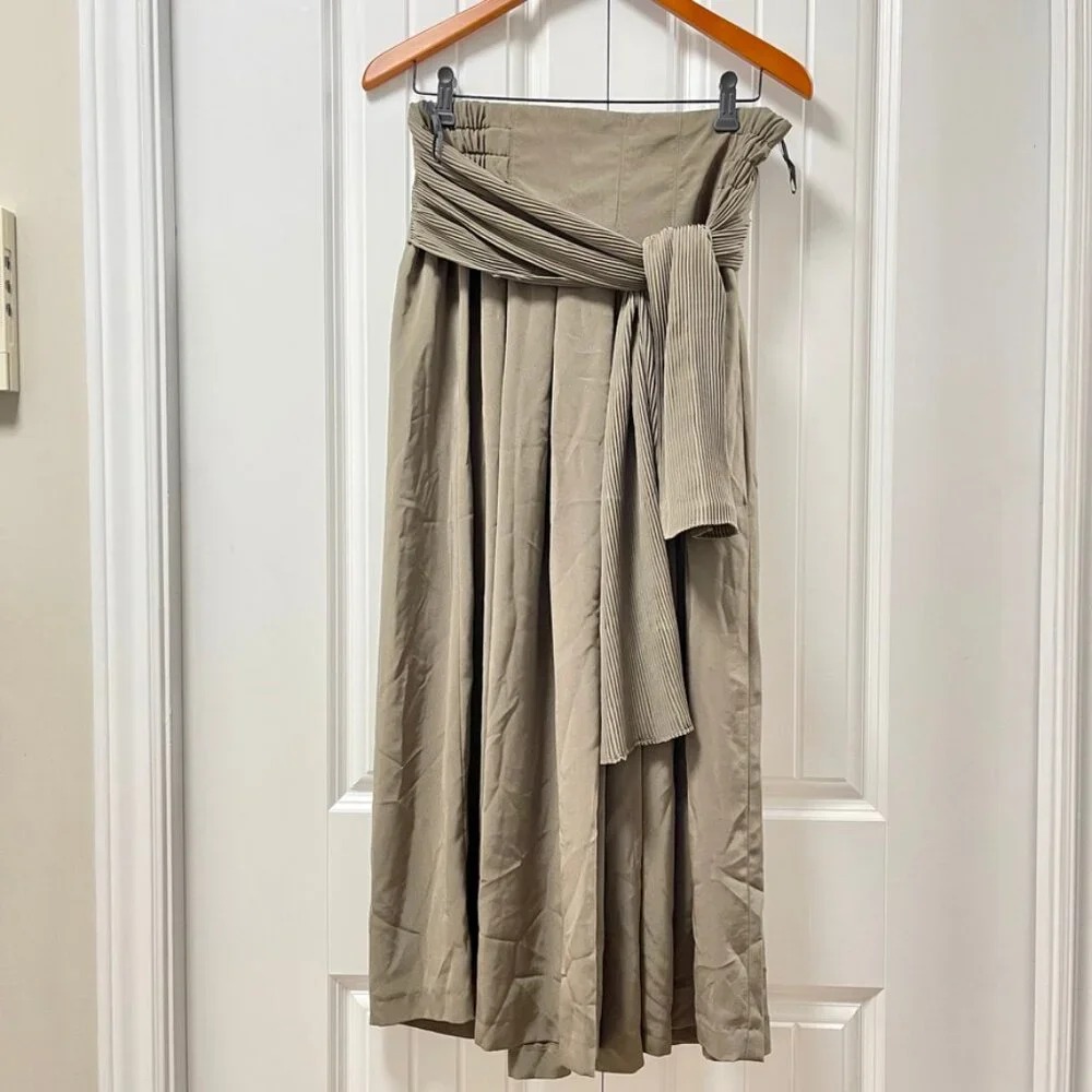 Vintage Wide-Leg Tie Pants Green – S - Picture 4 of 13